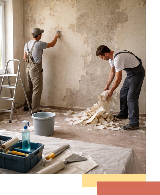 Снятие старых обоев в Феодосии быстро и качественно