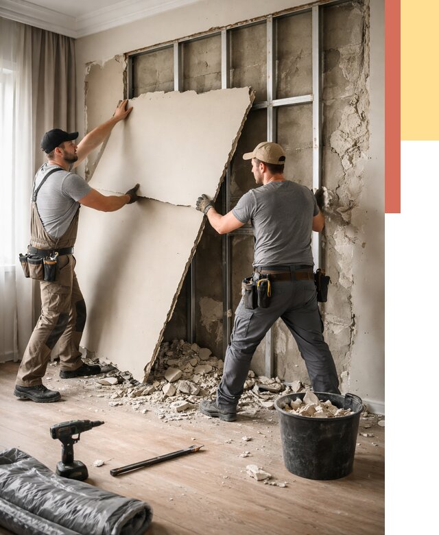 Демонтаж гипсокартона со стен в Феодосии от 356 руб. — услуги демонтажа | ОТДЕЛОЧНИК-Фдс