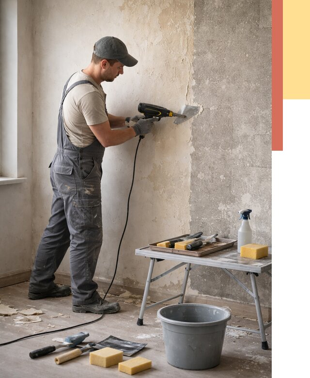 Очистка стен от клея в Феодосии от 1879 руб. — снятие и удаление клея со стен | ОТДЕЛОЧНИК-Фдс