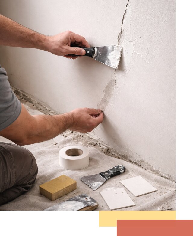 Заделка трещин и сколов в стенах и потолках в Феодосии