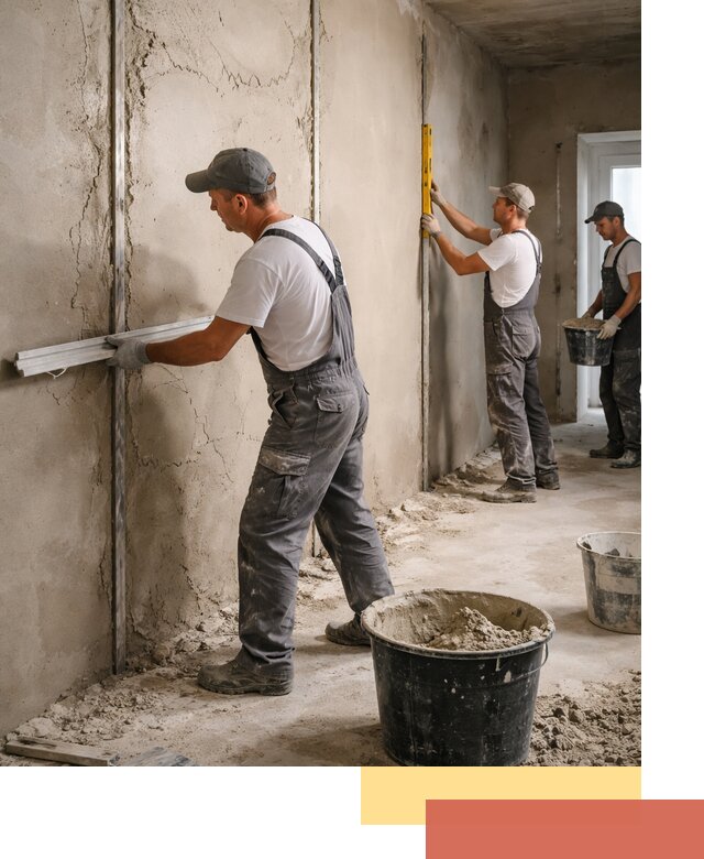 Штукатурка стен по маякам в Феодосии — точная и ровная поверхность