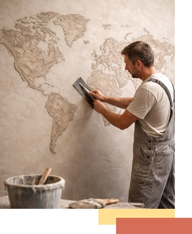 Декоративная штукатурка «Карта мира» под ключ в Феодосии