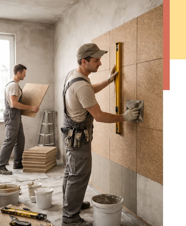 Монтаж пробковых панелей на стены в Феодосии от 3555 руб. — ОТДЕЛОЧНИК-Фдс