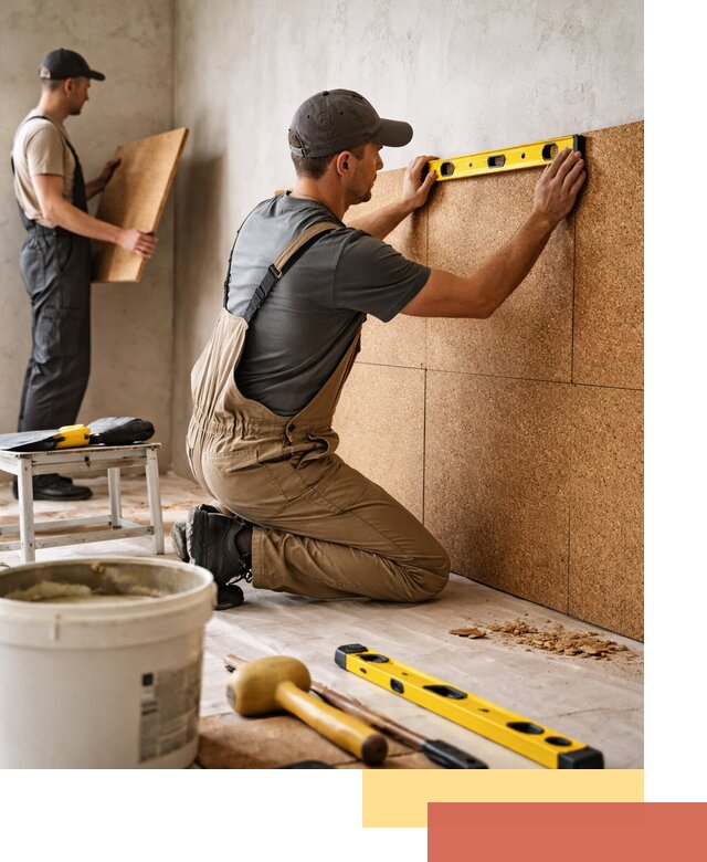 Монтаж пробковых панелей на стены в Феодосии быстро и качественно