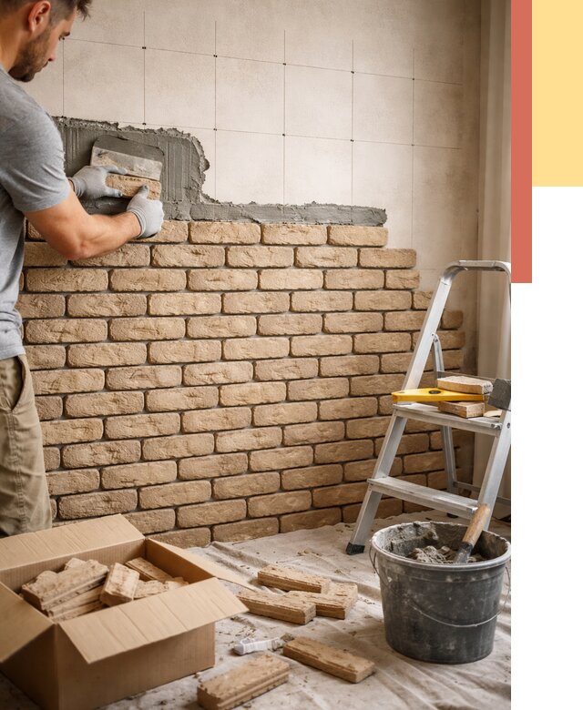 Монтаж декоративного кирпича в Феодосии от 3251 руб./м² — быстро и недорого | ОТДЕЛОЧНИК-Фдс