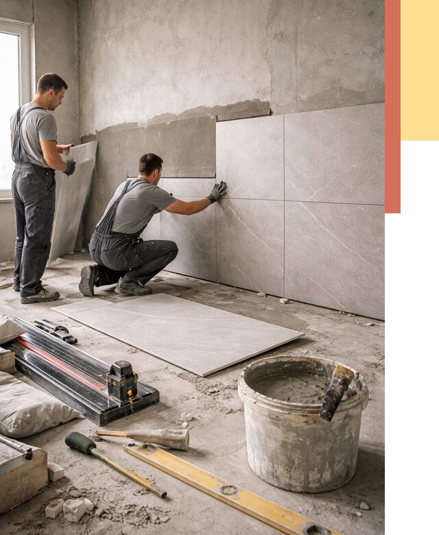 Облицовка стен керамогранитом в Феодосии от 4266 руб./м² — услуги под ключ | ОТДЕЛОЧНИК-Фдс