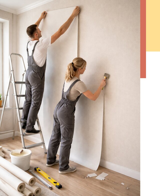 Поклейка флизелиновых обоев в Феодосии от 6095 руб. | Быстро и недорого — ОТДЕЛОЧНИК-Фдс