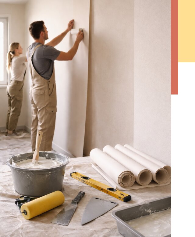 Поклейка бумажных обоев в Феодосии от 5587 руб./м2 — быстро и недорого | ОТДЕЛОЧНИК-Фдс