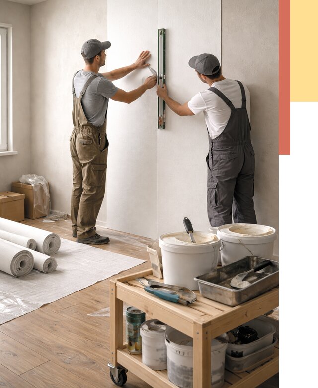 Поклейка стеклообоев в Феодосии от 6603 руб. за м2 — быстро и недорого | ОТДЕЛОЧНИК-Фдс