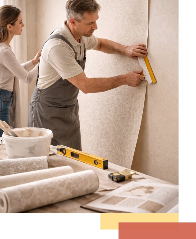 Поклейка обоев с подбором рисунка в Феодосии