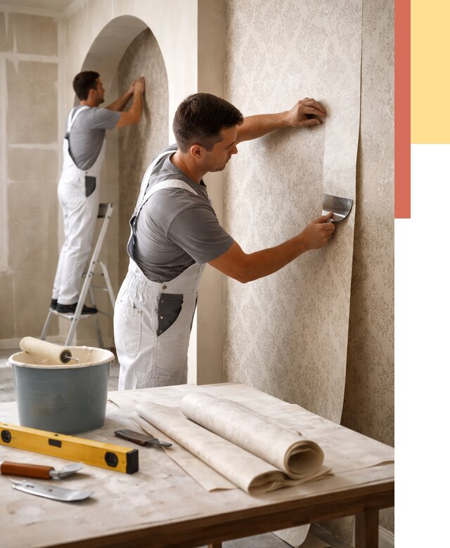 Поклейка обоев на сложные стены в Феодосии от 2844 руб. под ключ | ОТДЕЛОЧНИК-Фдс