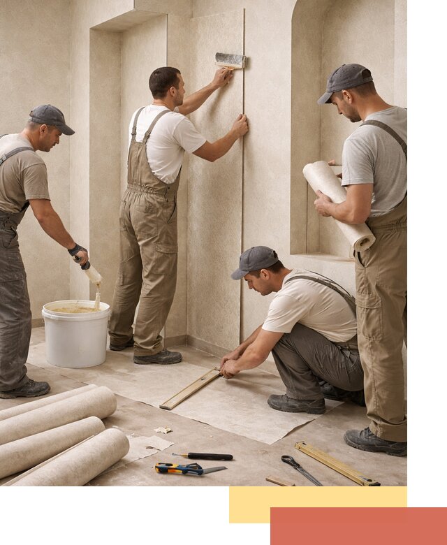 Поклейка обоев на сложные стены и неровные поверхности в Феодосии