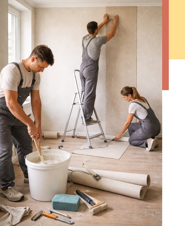 Оклейка стен обоями в Феодосии от 3555 руб/м2 — быстро и недорого | ОТДЕЛОЧНИК-Фдс