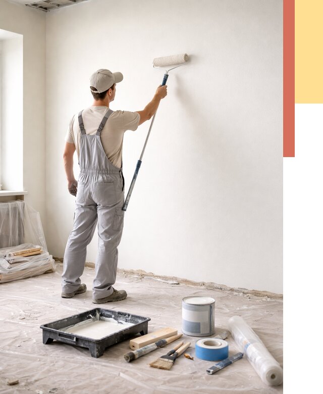 Покраска стен водоэмульсионной краской в Феодосии от 457 руб. за м² | ОТДЕЛОЧНИК-Фдс