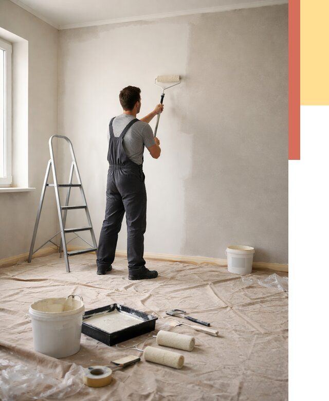 Покраска стен моющейся краской в Феодосии от 356 руб./м² — быстро и недорого | ОТДЕЛОЧНИК-Фдс