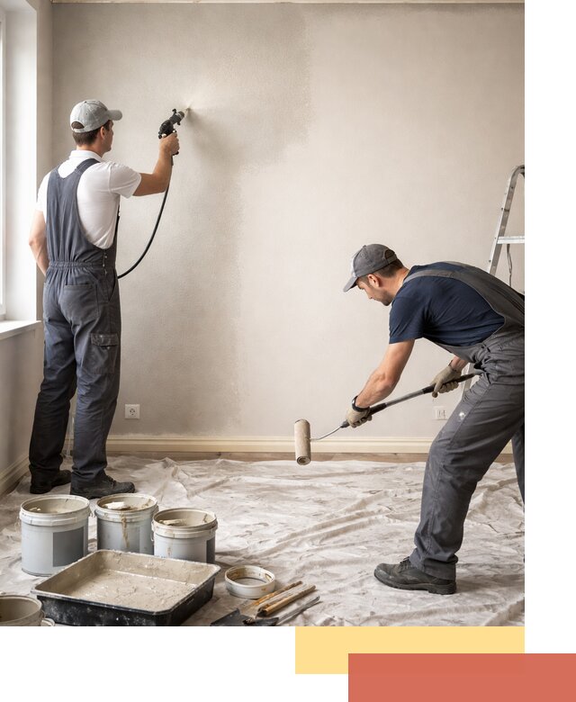 Покраска стен моющейся краской и защита поверхностей в Феодосии