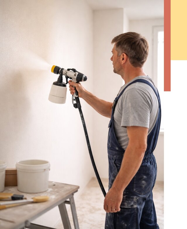 Покраска стен краскопультом в Феодосии от 7619 руб. — механизированная покраска | ОТДЕЛОЧНИК-Фдс