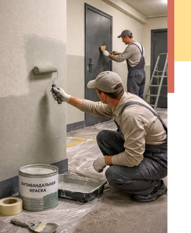 Покраска стен антивандальной краской в Феодосии от 4571 руб./м² под ключ | ОТДЕЛОЧНИК-Фдс