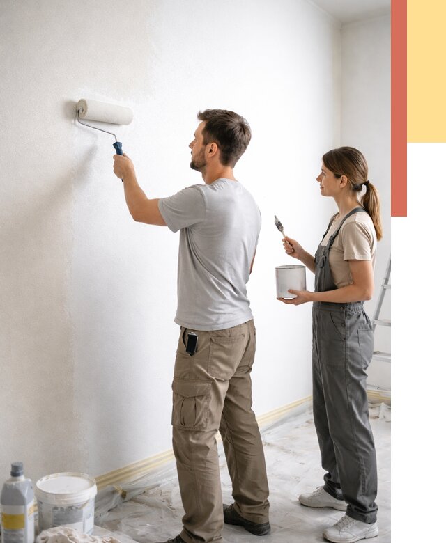 Окраска стен по стеклохолсту в Феодосии от 4571 руб/м² под ключ | ОТДЕЛОЧНИК-Фдс