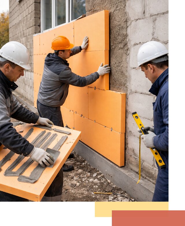 Утепление фасада пеноплексом под ключ в Феодосии