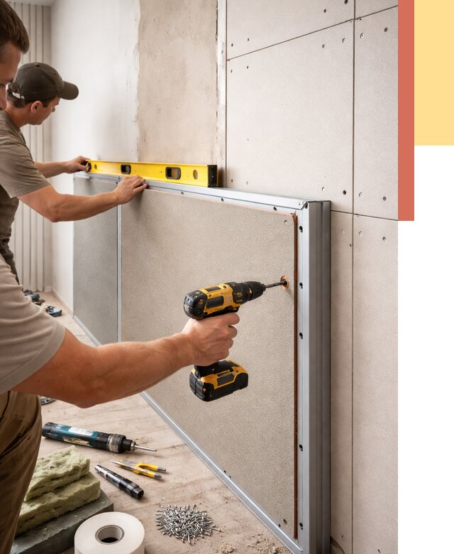 Шумоизоляция стен панелями ЗИПС в Феодосии от 2235 руб./м² под ключ | ОТДЕЛОЧНИК-Фдс