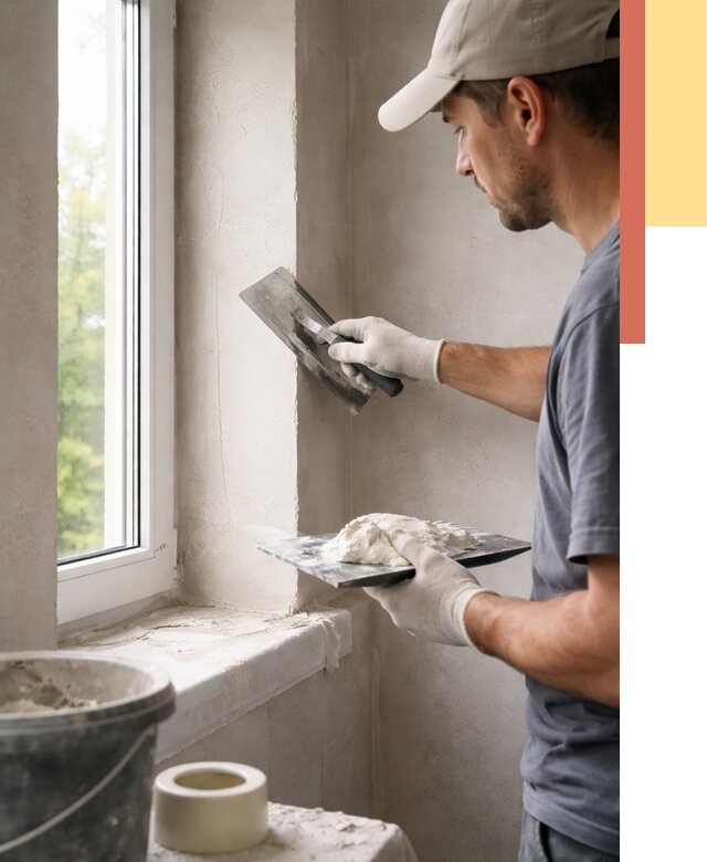 Штукатурка откосов в Феодосии от 4571 руб/м² — услуги и выравнивание под ключ | ОТДЕЛОЧНИК-Фдс