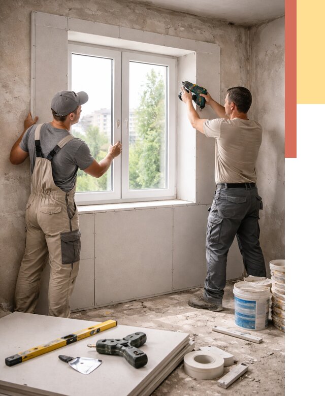 Монтаж откосов из гипсокартона в Феодосии от 4571 руб. под ключ | ОТДЕЛОЧНИК-Фдс