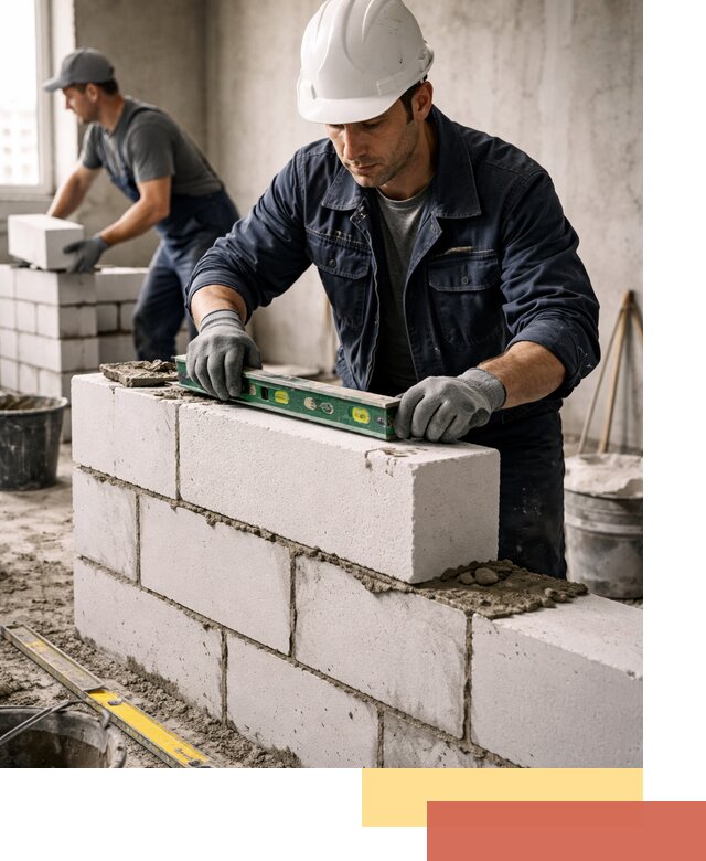 Кладка перегородок из пеноблока под ключ в Феодосии