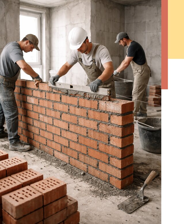 Кладка перегородок из кирпича в Феодосии от 3555 руб. за м² | ОТДЕЛОЧНИК-Фдс