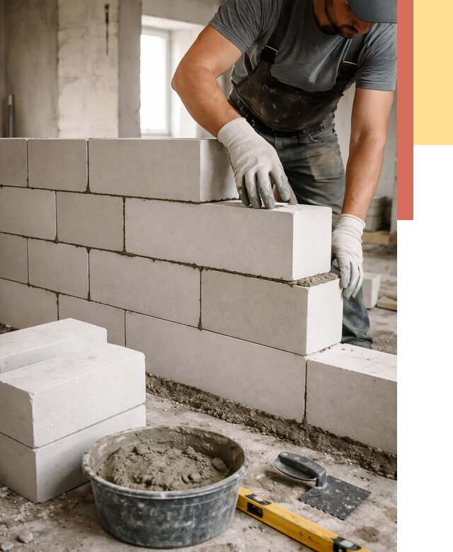 Кладка перегородок из силикатного блока в Феодосии от 4063 руб. под ключ | ОТДЕЛОЧНИК-Фдс