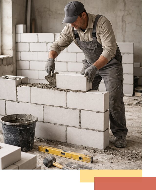 Кладка перегородок из силикатного блока в Феодосии