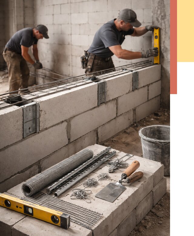 Армирование кладки перегородок в Феодосии от 762 руб. под ключ | ОТДЕЛОЧНИК-Фдс