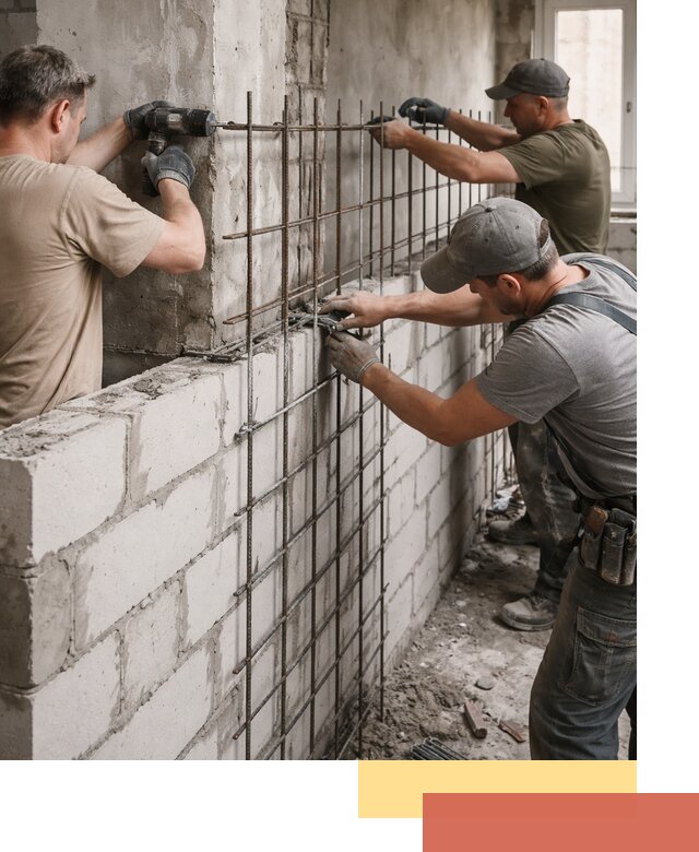 Армирование кладки перегородок в Феодосии профессионально и надёжно