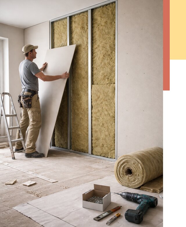 Перегородка из гипсокартона с шумоизоляцией в Феодосии от 3169 руб. | ОТДЕЛОЧНИК-Фдс