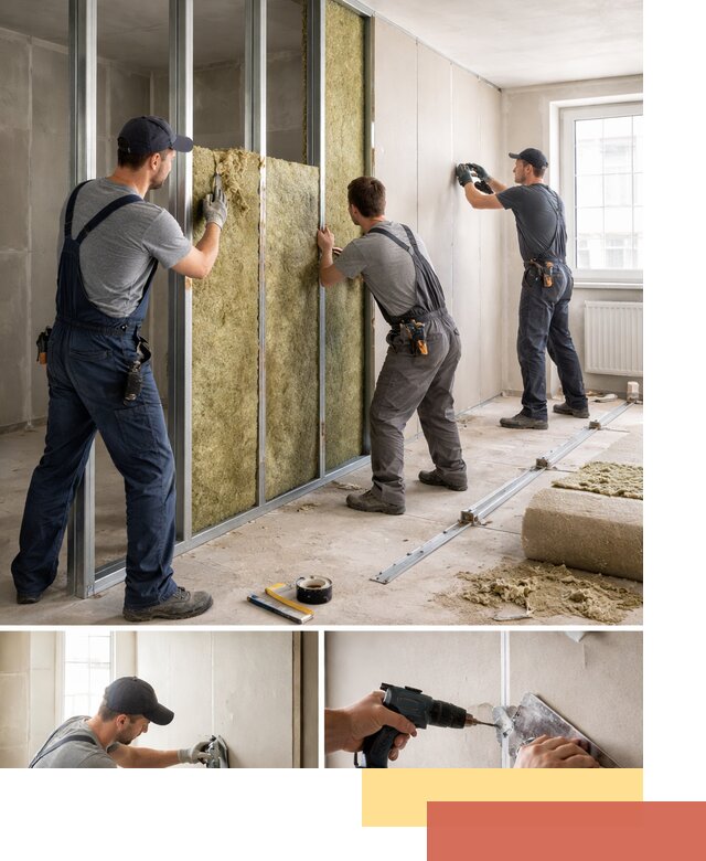 Перегородка из гипсокартона с шумоизоляцией в Феодосии — монтаж под ключ