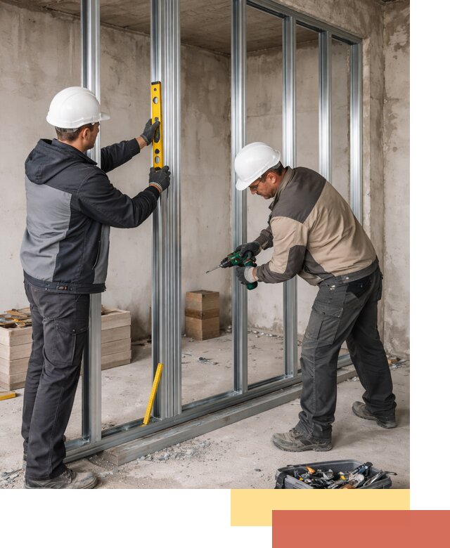 Монтаж каркаса перегородки из профиля в Феодосии