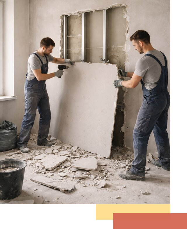 Демонтаж перегородки из гипсокартона в Феодосии быстрый и аккуратный