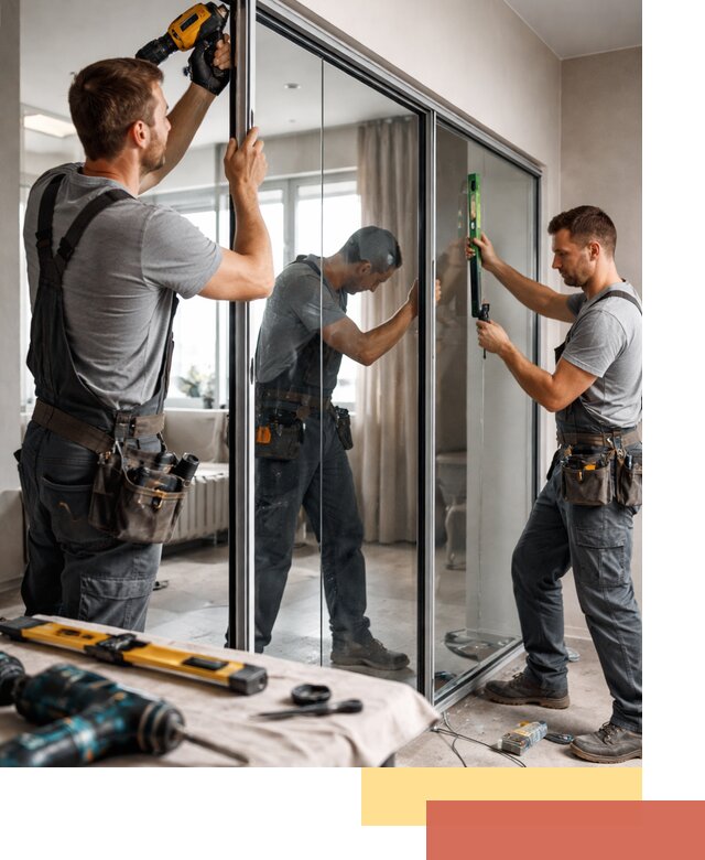 Каркасные стеклянные перегородки под ключ в Феодосии