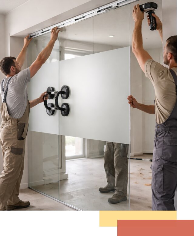 Матовые стеклянные перегородки под ключ в Феодосии