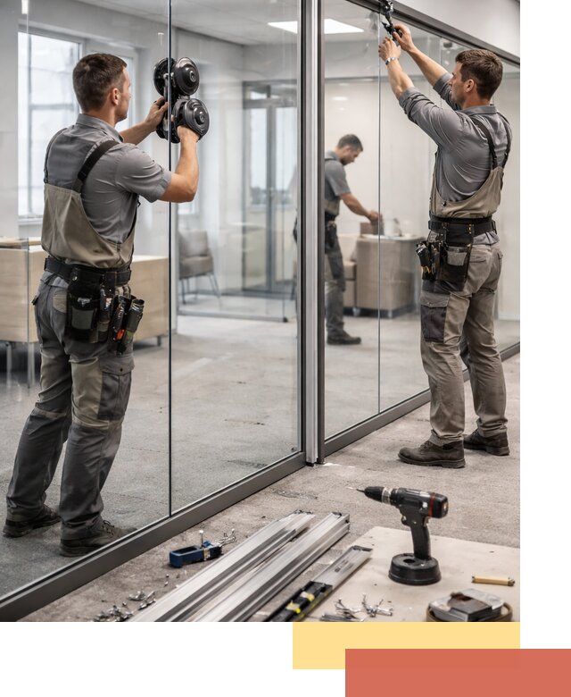 Стеклянные офисные перегородки под ключ в Феодосии