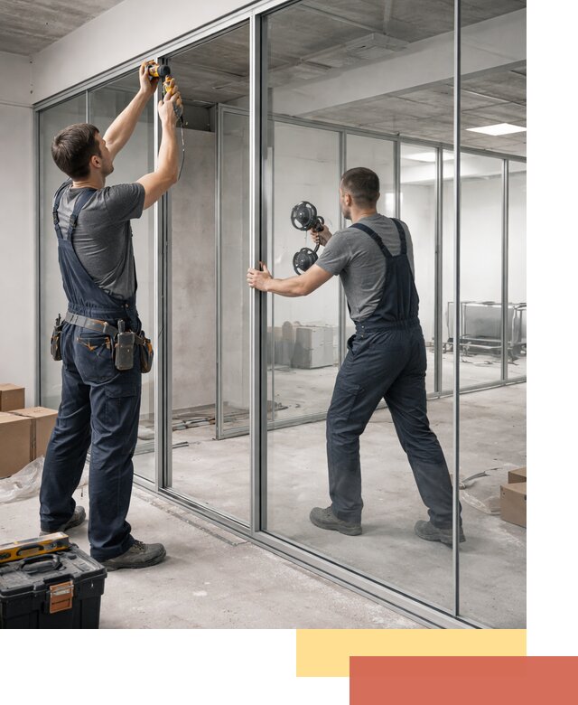 Алюминиевые перегородки со стеклом в Феодосии — изготовление и монтаж