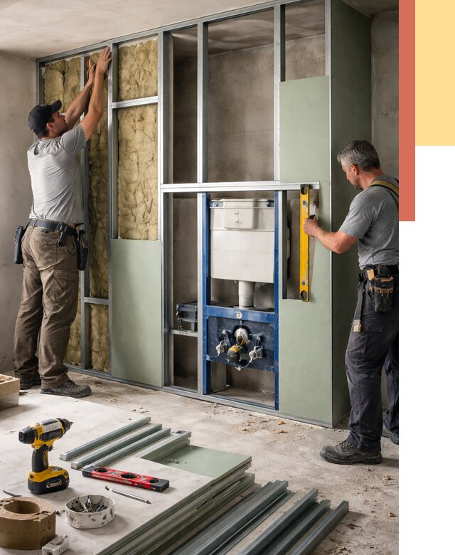 Установка сантехнических перегородок в Феодосии от 8634 руб. | ОТДЕЛОЧНИК-Фдс