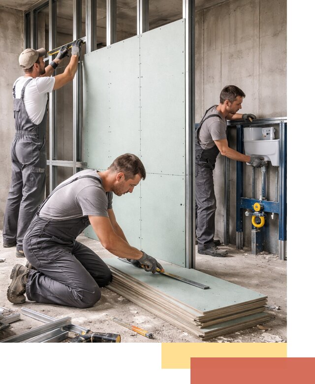 Монтаж и ремонт сантехнических перегородок в Феодосии