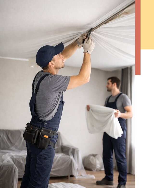 Демонтаж натяжного потолка в Феодосии от 4571 руб. — снятие и разбор под ключ | ОТДЕЛОЧНИК-Фдс