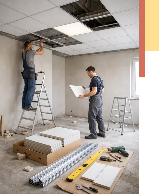 Монтаж потолка армстронг в Феодосии от 4571 руб/м2 — быстрая установка под ключ | ОТДЕЛОЧНИК-Фдс