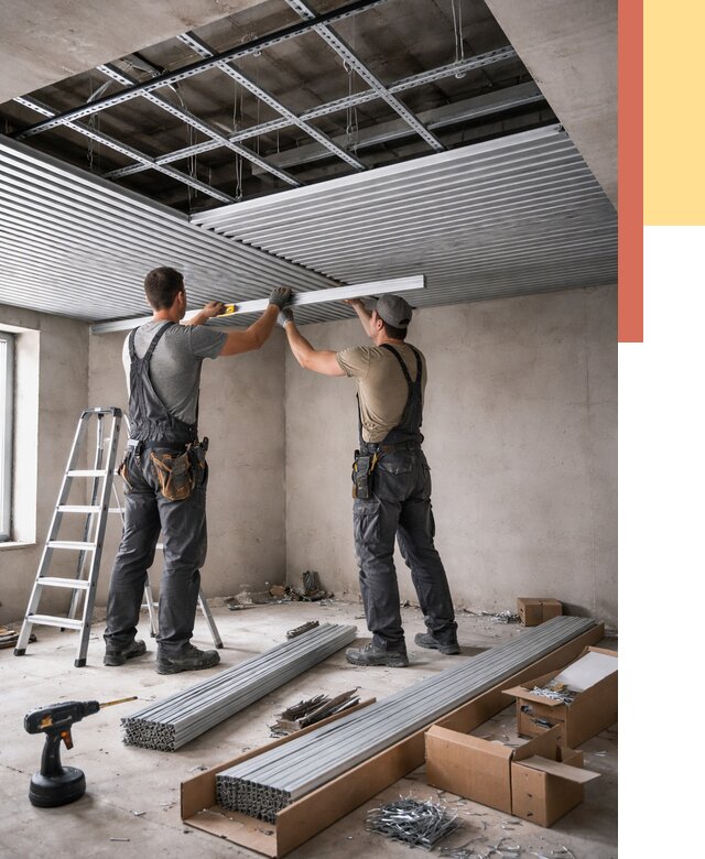 Монтаж реечного потолка в Феодосии от 4571 руб. под ключ | ОТДЕЛОЧНИК-Фдс