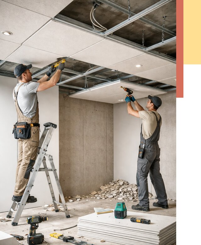 Монтаж акустического потолка в Феодосии от 6603 руб/м2 — быстро и недорого | ОТДЕЛОЧНИК-Фдс