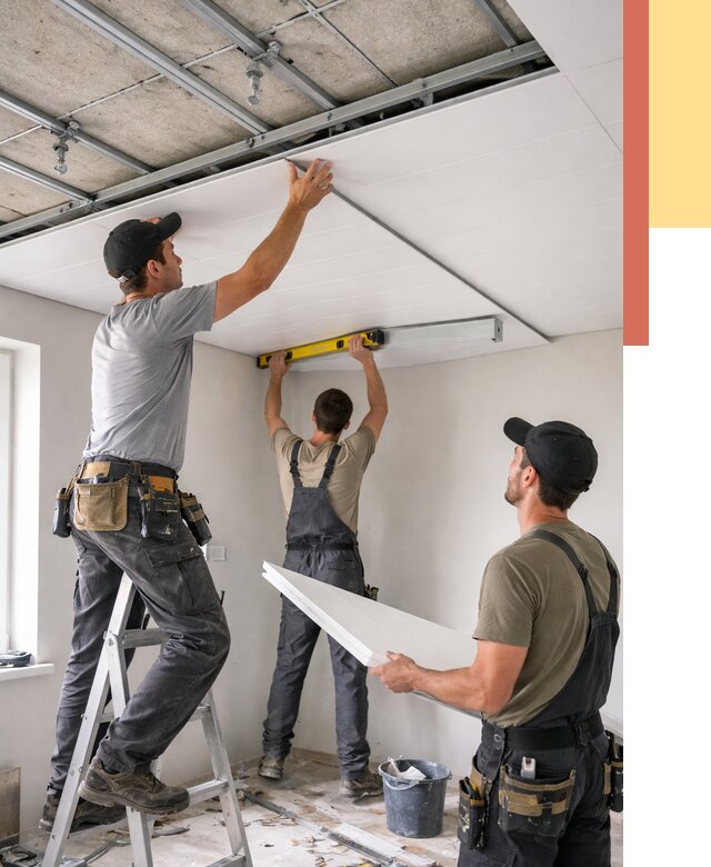 Монтаж потолка из ПВХ панелей в Феодосии от 3555 руб./м2 — быстро и недорого | ОТДЕЛОЧНИК-Фдс