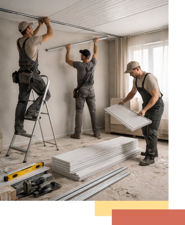 Монтаж потолка из ПВХ панелей в Феодосии оперативно и качественно