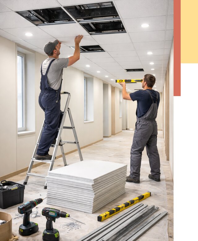 Ремонт потолка Армстронг в Феодосии от 4571 руб. — быстро и недорого | ОТДЕЛОЧНИК-Фдс